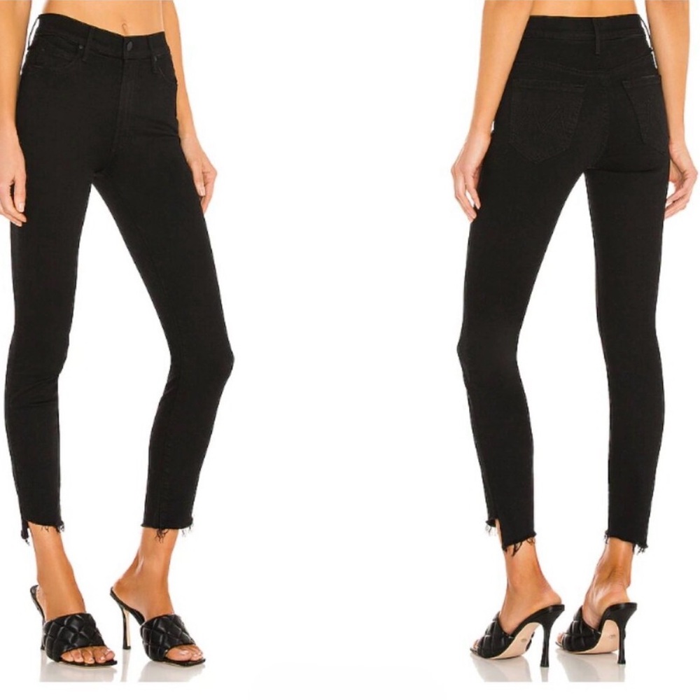 MOTHER Stunner Black Frayed Jeans